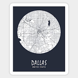 Dallas, Texas, USA City Map - Full Moon Magnet